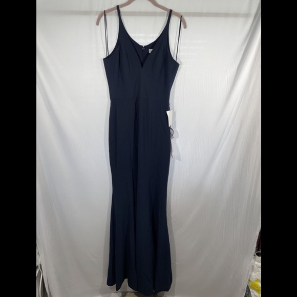 NWT Dress the Population [ Small ] Iris Slit Crepe‎ Gown in Midnight Blue - Picture 11 of 15